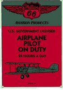 PHILLIPS 66 AIRPLANE PILOT ON DUTY PORCELAIN COATED SIGN