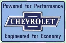 CHEVROLET POWERED PORCELAIN COATED SIGN