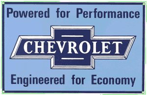 CHEVROLET POWERED PORCELAIN COATED SIGN