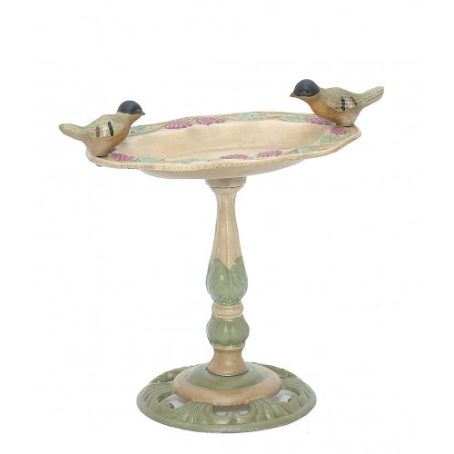 OVAL BIRD FEEDER PAINTED CAST IRON