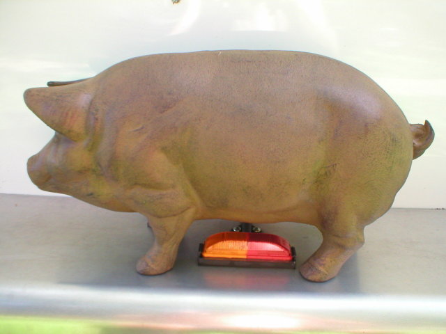 LARGE BROWN CAST IRON PIG BIG EARS TAIL