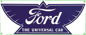 FORD UNIVERSAL PORCELAIN COATED SIGN