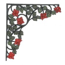 HEAVY ROSE SHELF BRACKETS ONE SET CAST IRON