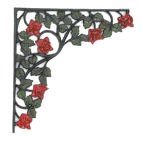 HEAVY ROSE SHELF BRACKETS ONE SET CAST IRON