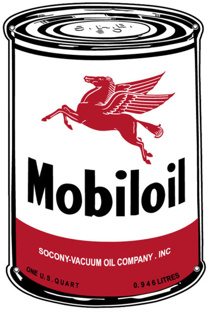 MOBILOIL CAN HEAVY STEEL SIGN