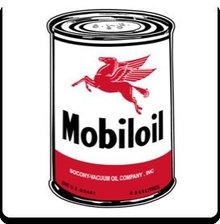 LARGE MOBILOIL CAN HEAVY STEEL SIGN