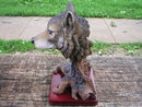 WOLF HEAD TREE STUMP FIGURINE RESIN