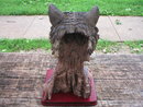 WOLF HEAD TREE STUMP FIGURINE RESIN