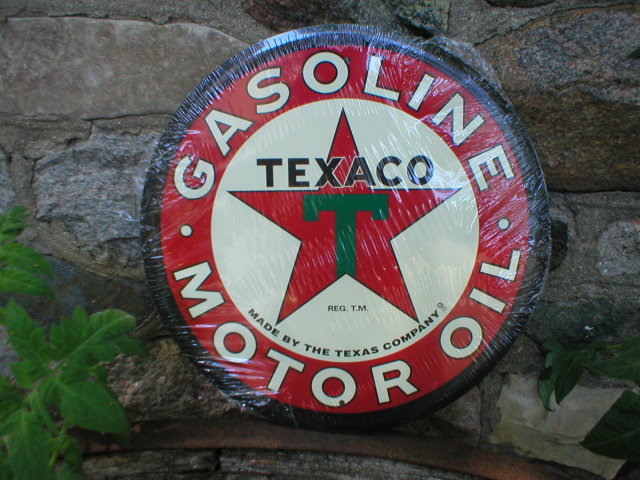 TEXACO MOTOR OIL ROUND TIN SIGN