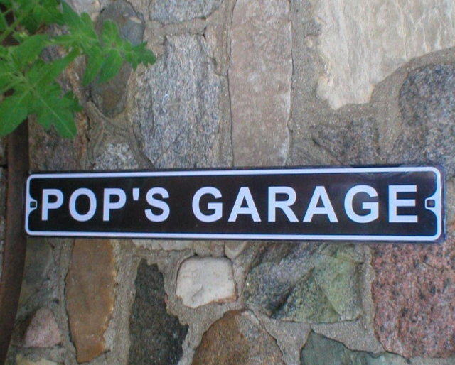 POP'S GARAGE TIN SIGN