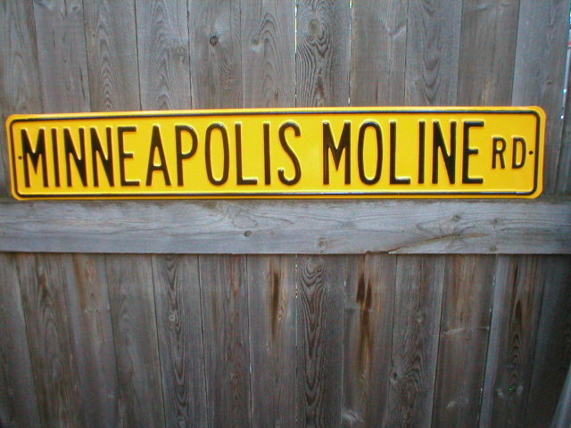 MINNEAPOLIS MOLINE RD HEAVY STEEL STREET SIGN