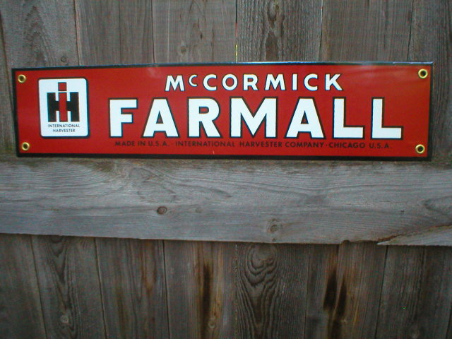 IHC MC CORMICK FARMALL PORCELAIN COATED SIGN