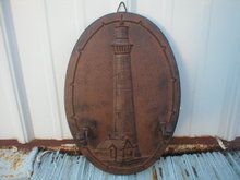 LIGHTHOUSE COATRACK CAST IRON 2 HOOK WALL HANGER