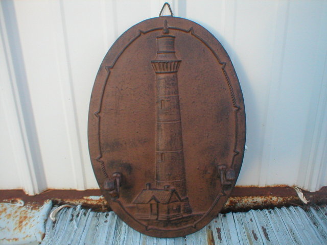 LIGHTHOUSE COATRACK CAST IRON 2 HOOK WALL HANGER