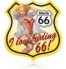 ROUTE 66 PINUP GIRL RIDING 66 METAL SIGN