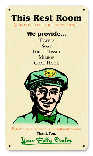POLLY GAS STATION REST ROOM MAN METAL SIGN