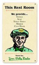 POLLY GAS STATION REST ROOM MAN METAL SIGN