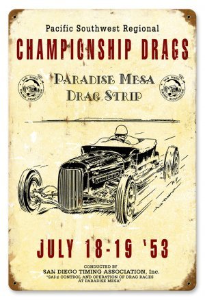 PARIDISE MESA DRAG STRIP TIN SIGN 24 GAUGE