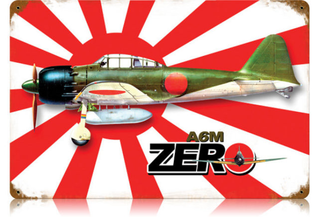 JAPANESE ZERO FIGHTER AIRCRAFT HEAVY METAL SIGN