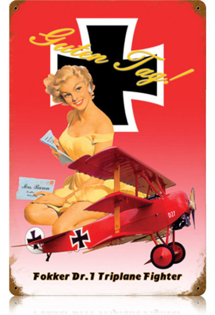 FOKKER TRIPLANE AIRCRAFT HEAVY METAL SIGN V173