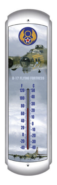 B-17 FLYING FORTRESS THERMOMETER HEAVY METAL SIGN