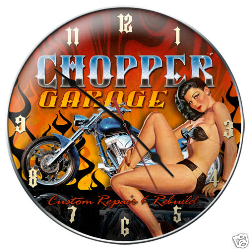 CHOPPER GARAGE CLOCK AUTO SHOP GARAGE