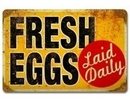 FRESH EGGS HEAVY METAL SIGN OLD LOOK