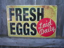 FRESH EGGS HEAVY METAL SIGN OLD LOOK