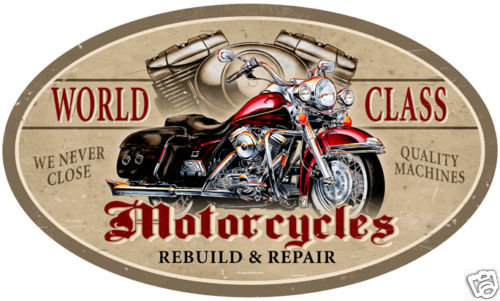 WORLD CLASS MOTORCYCLES OVAL METAL SIGN