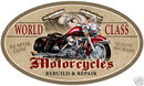 WORLD CLASS MOTORCYCLES OVAL METAL SIGN