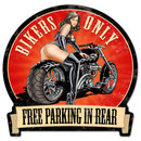 Bikers Only Free Parking in Rear MOTORCYCLE SIGN