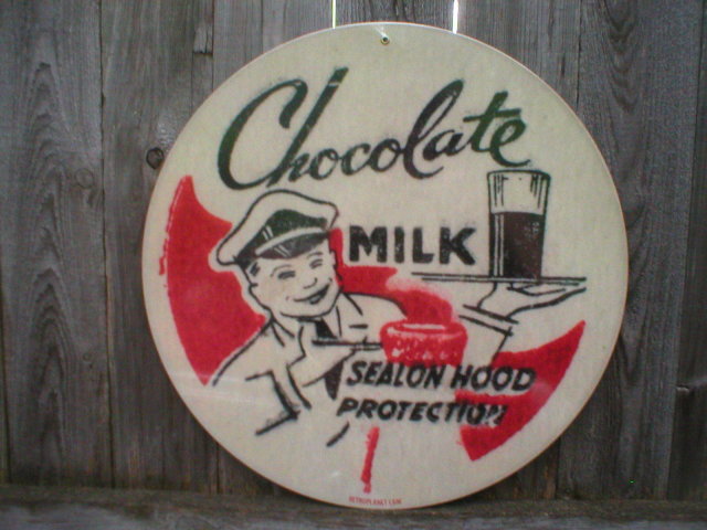 CHOCOLATE MILK SEAL ON HOOD PROTECTION Heavy Metal Sign