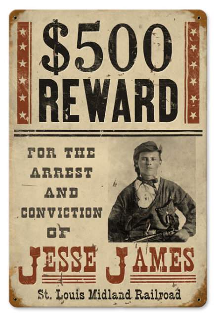 JESSE JAMES OUTLAW HEAVY METAL SIGN
