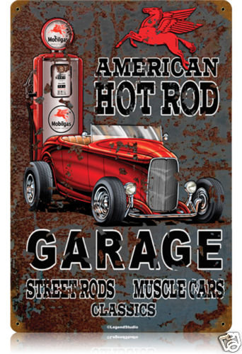 American Hot Rod Mobilgas HEAVY METAL SIGN