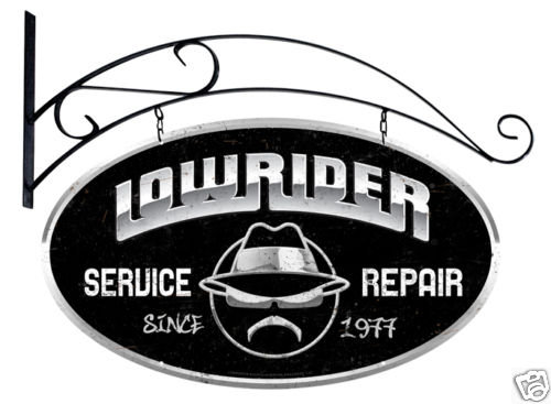 LOW RIDER SERVICE LARGE OVAL METAL SIGN w/HANGER