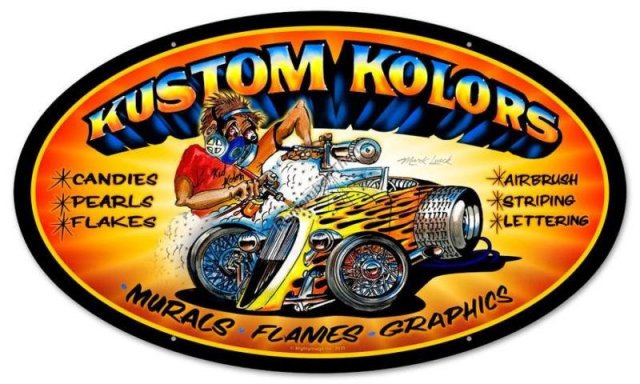 KUSTOM COLORS large oval metal sign