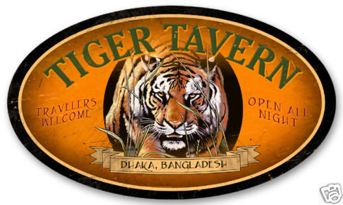 TIGER TAVERN large oval metal sign