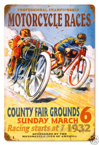 Motorcycle Races HEAVY METAL SIGN 1932