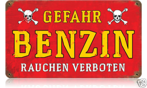 Danger Gasoline German military WWII HEAVY METAL SIGN