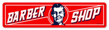 BARBER SHOP HEAVY METAL SIGN RED WHITE
