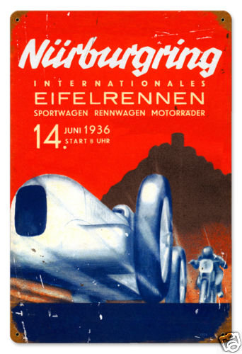 Nurburgring German racing HEAVY METAL SIGN 1936