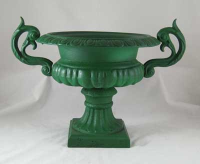 GARDEN URN VICTORIAN PLANTER DECOR CAST IRON GREEN