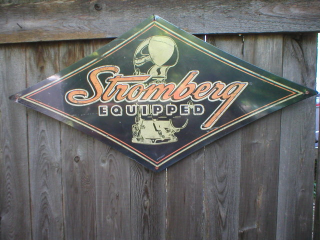 STROMBERG EQUIPPED DIAMOND SHAPED HEAVY METAL SIGN