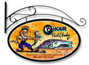 8 Hour Paint & Body OVAL SHAPE METAL SIGN w/HANGER