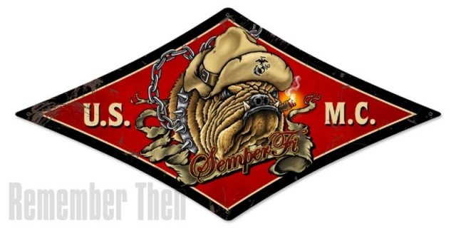 US Marines Diamond Shape Heavy Metal Sign