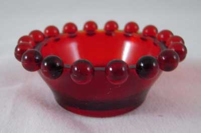 Red Candlewick Style Salt Dish ONE SET OF FOUR