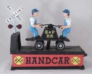 RAILROAD HAND CAR MECHANICAL BANK new