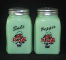 Jadeite Flower Basket Arch Salt & Pepper Set