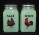 Jadeite Hen & Rooster Arch Salt & Pepper Set