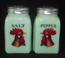 Jadeite Rooster Head Arch Salt & Pepper Set